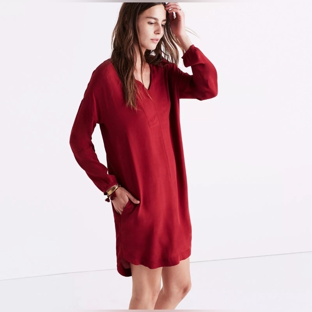 NWT Madewell Red Du Jour Tunic Dress, Size XS - Picture 2 of 15